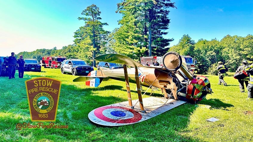 world war i era plane flips on its roof while trying to land at massachusetts museum