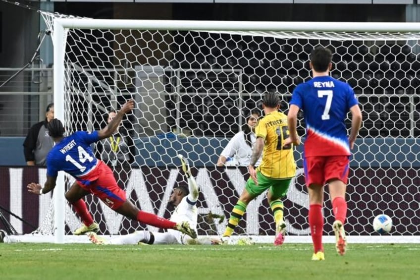 US forward Haji Wright (14) fires the hosts into the lead in their Nations League semi-fin