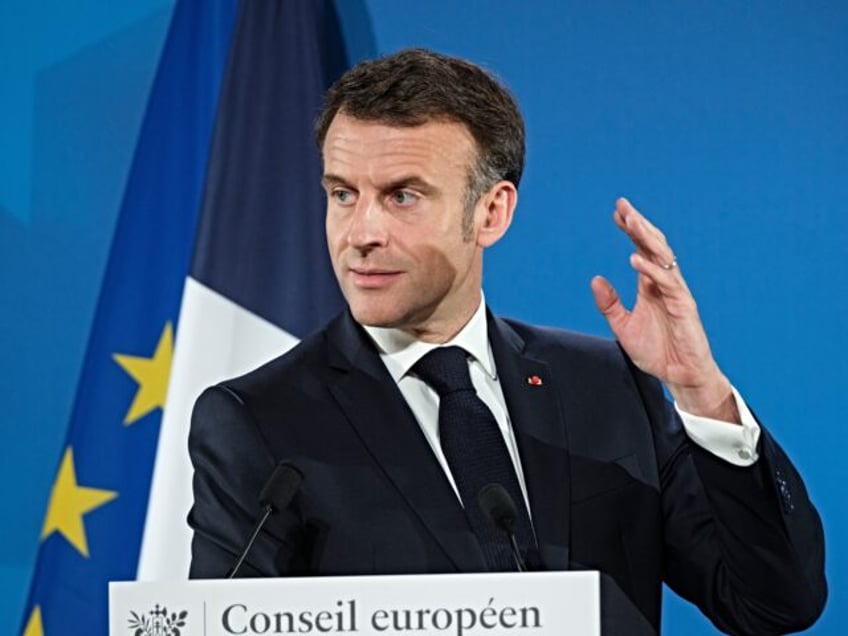 BRUSSELS, BELGIUM - MARCH 22: French President Emmanuel Macron speaks to media at the end