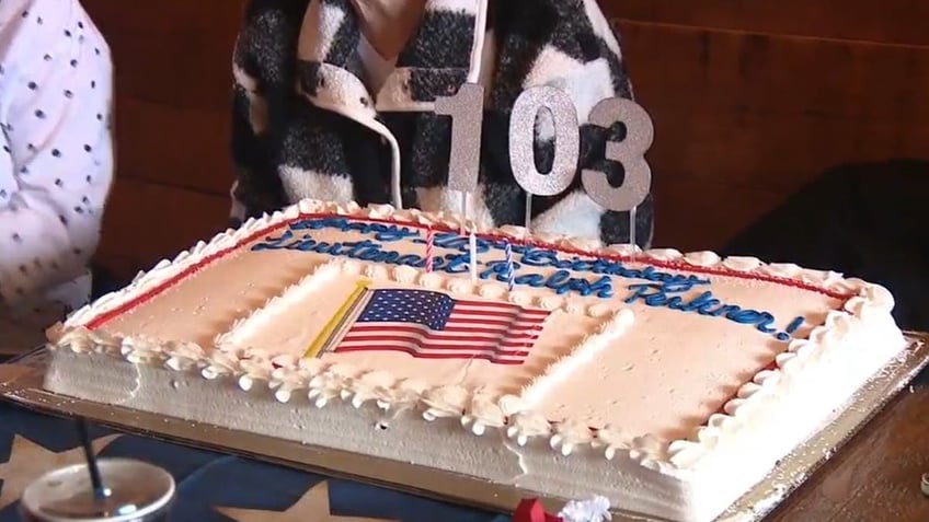 103rd birthday cake with American flag