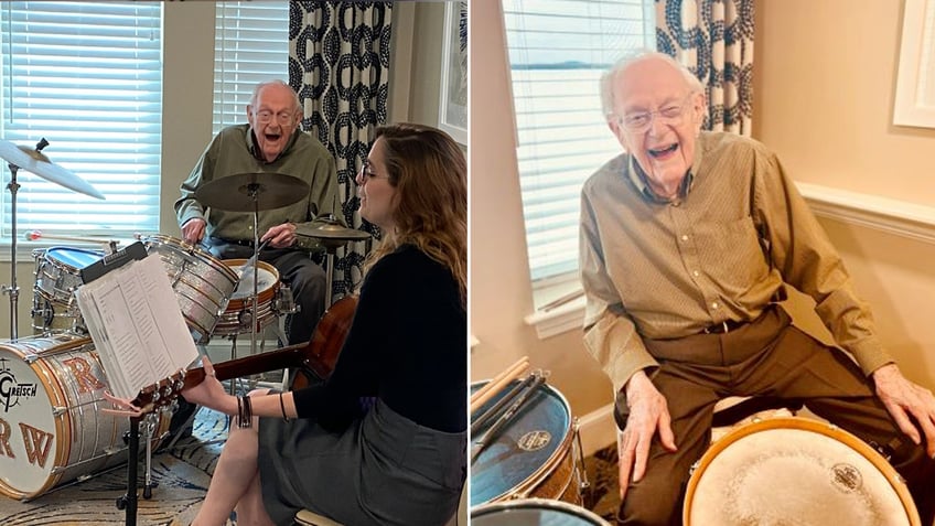 roger playing drums on his birthday