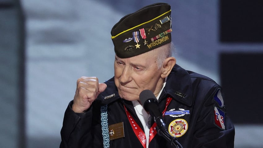 William Pekrul gestures on Day 3 of the Republican National Convention