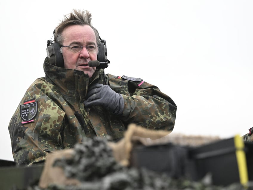 AUGUSTDORF, GERMANY - FEBRUARY 01: German Defence Minister Boris Pistorius rides in a Leopard 2 main battle tank during a visit to the Bundeswehr's Panzerbataillon 203 tank squadron on February 1, 2023 in Augustdorf, Germany. Germany will supply the armed forces of Ukraine with Leopard 2 tanks and has begun training Ukrainian tank crews. Other European countries, including Spain, Finland, Norway and Poland, are also planning to provide Ukraine with Leopards soon, for a total of approximately 80 tanks, with more to be added later. (Photo by Sascha Schuermann/Getty Images)