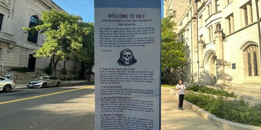 yale police union hands arriving students grim reaper flyers about crime near campus good luck