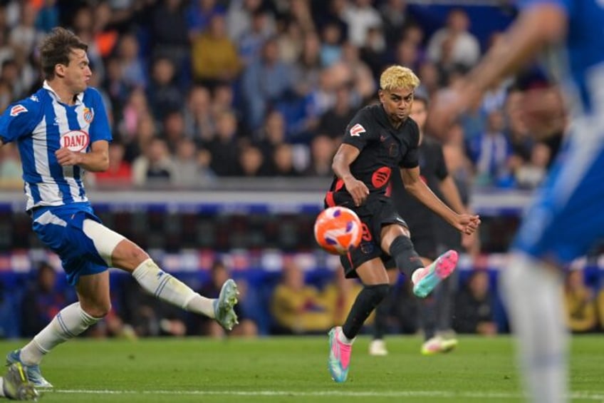 Barcelona's Spanish forward Lamine Yamal scored a brilliant opening goal at Cornella