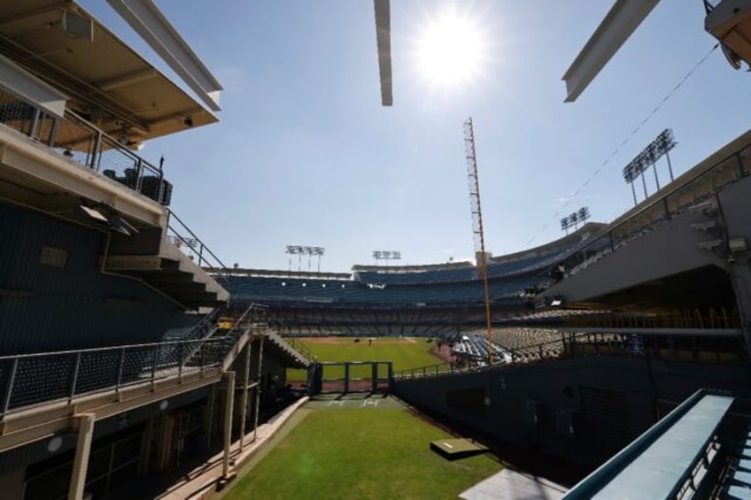 Dodger Stadium prepares to host game one of the World Series between the Los Angeles Dodge