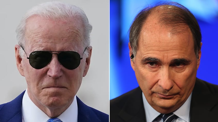 President Biden and political strategist David Axelrod split image