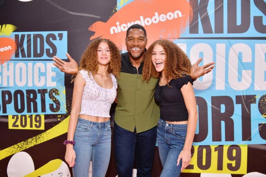 Michael Strahan and daughters Sophia and Isabella attend Nickelodeon Kids' Choice Sports 2019 at Barker Hangar on July 11, 2019 in Santa Monica,...