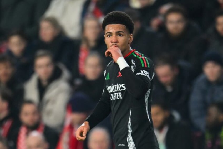 Arsenal's Ethan Nwaneri smashed the ball home from close range to score his second Champio