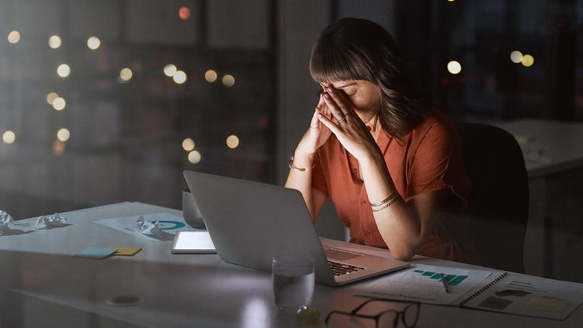 woman working late at night