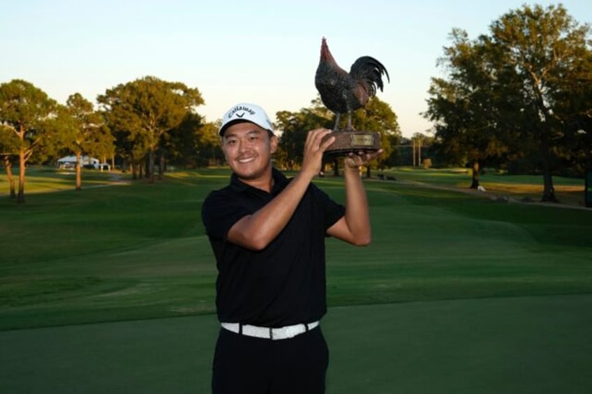 Taiwan's Kevin Yu celebrates his first PGA Tour win at the Sanderson Farms Championship in