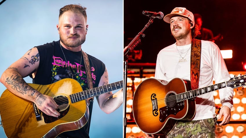 Side by side photos of Zach Bryan and Morgan Wallen