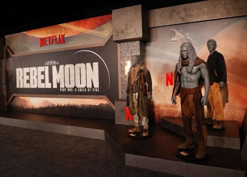 Costumes from the movie are on display at the world premiere of 'Rebel Moon'