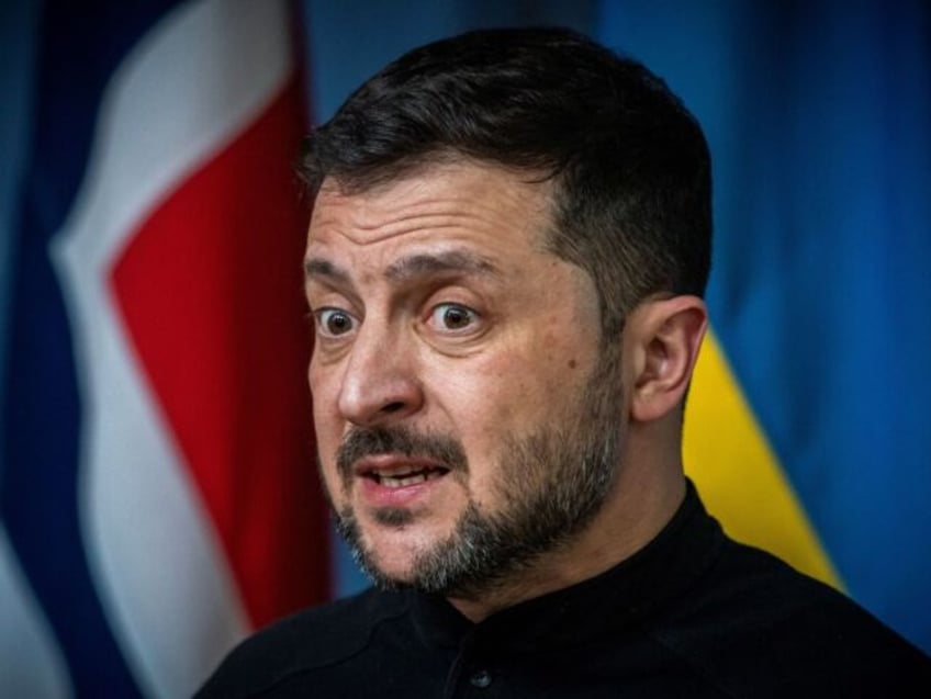 Ukrainian President Volodymyr Zelensky addresses a press conference with the Norwegian Pri