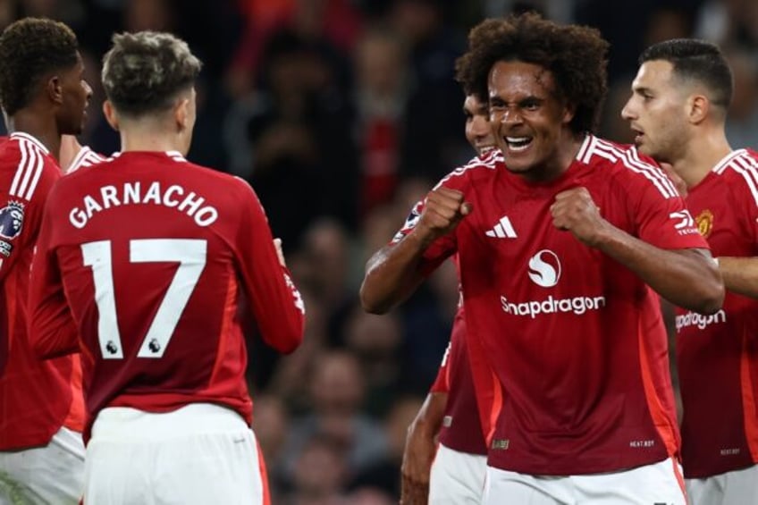 Joshua Zirkzee (2nd right) scored the winner for Manchester United on his debut against Fu